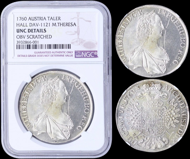 AUSTRIA: 1 Thaler (1760) in silver (0,833) with Maria Theresa facing right. Crow...