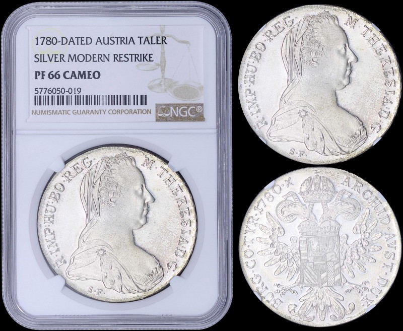 AUSTRIAN STATES / BURGAU: Modern restrike of 1 Thaler (dated 1780 SF X) in silve...