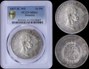DENMARK: 1 Speciedaler (1837 IC WS) in silver (0,875) with head of Frederik VI facing right. Crowned Arms above date and mint marks on reverse. Inside...