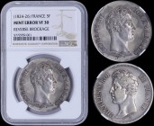 FRANCE: 5 Francs (1824-26) in silver (0,900) with head of King Charles X both on both sides. Mint error! Inside slab by NGC "MINT ERROR VF 30 - REVERS...