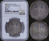 GERMAN STATES / FRANKFURT: 2 Gulden (1848) in silver (0,900) commemorating the Constitutional Convention, May 18,1948 with double-head eagle with wing...