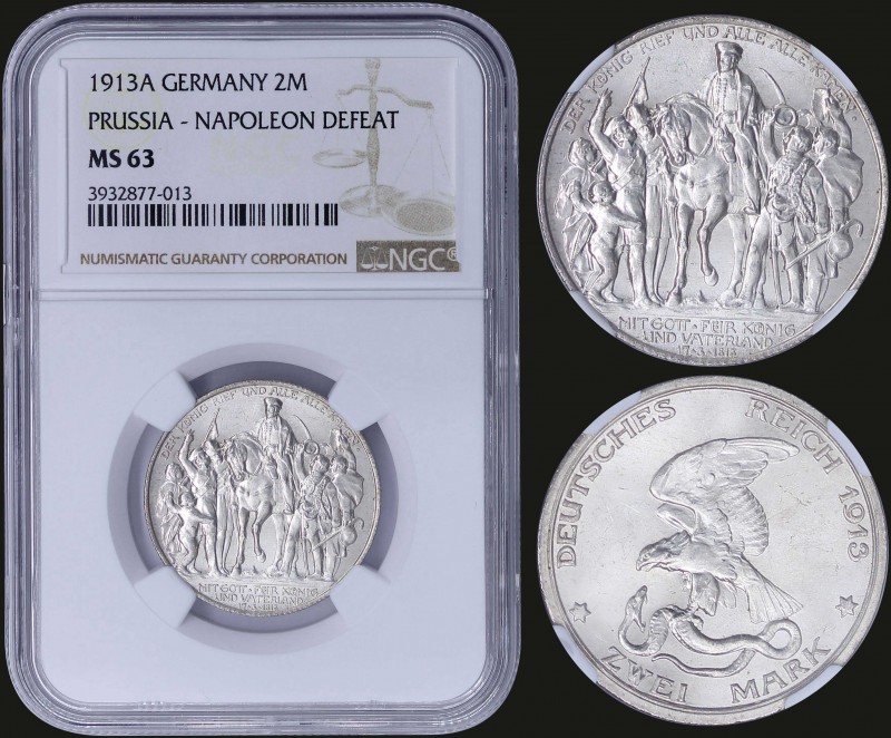 GERMAN STATES / PRUSSIA: 2 Mark (1913 A) in silver (0,900) commemorating the 100...