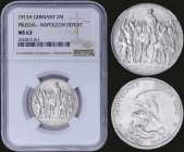 GERMAN STATES / PRUSSIA: 2 Mark (1913 A) in silver (0,900) commemorating the 100th Anniversary - Victory over Napoleon at Leipzig with figure on horse...