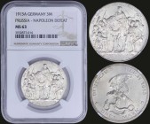 GERMAN STATES / PRUSSIA: 3 Mark (1913 A) in silver (0,900) commemorating the 100 Years - Defeat of Napoleon with figure on horseback surrounded by peo...