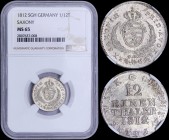 GERMAN STATES / SAXONY: 1/12 Thaler (1812 SGH) in silver (0,437) with crowned oval Arms within branches. Denomination and date within peripheral legen...