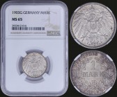 GERMANY: 1 Mark (1903 G) in silver (0,900) with denomination within wreath. Crowned imperial eagle with shield on breast on reverse. Inside slab by NG...