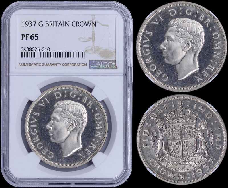 GREAT BRITAIN: 1 Crown (1937) in silver with head of King George VI facing left....