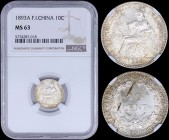 FRENCH INDO-CHINA: 10 Cents (1893 A) in silver (0,900) with seated Liberty facing left. Denomination within wreath on reverse. Inside slab by NGC "MS ...