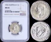 AUSTRALIA: 1 Shilling (1940) in silver (0,925) with head of George VI facing left. Rams head above value and date on reverse. Inside slab by NGC "MS 6...