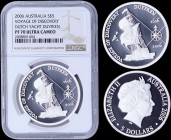 AUSTRALIA: 5 Dollars (2006) in silver (0,999) commemorating the Voyage of Discovery with head of Queen Elizabeth II facing right. Dutch yacht Duyfken ...