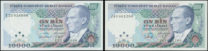 TURKEY: Set of 2 banknotes including 10000 Lira (Law 1970 - ND 1984) & 10000 Lir...