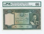 AFGHANISTAN: 100 Afghanis (SH1318 / 1939) in dark green and multicolor with King Muhammad Zahir. S/N: "29Z 174766". WMK: King Muhammad Zahir. Printed ...
