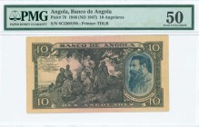 ANGOLA: 10 Angolares (Law 14.8.1946 - 1.6.1947) in dark blue and dark brown with portrait of Padre A Barroso at right. S/N: "8CI 200198". Printed by T...
