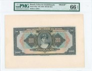 BRAZIL: Proof of face of 200 Mil Reis (18.12.1926) in black on multicolor guilloche with woman at center. Printed by ABNC. Inside holder by PMG "Gem U...