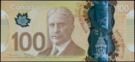 CANADA: 100 Dollars (2011) in brown with Sir Robert Borden. S/N: "EKE 1507533". Printed by CBN. Signatures by Tiff Macklem and Mark Joseph Carney. (Pi...