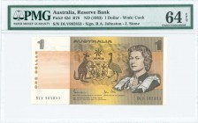 AUSTRALIA: 1 Dollar (ND 1983) in dark brown on orange and multicolor unpt with Arms at center and Queen Elizabeth II at right. S/N: "DLV985853". WMK: ...