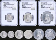 CYPRUS: Complete set of 3 medals (1974) in silver (0,925) commemorating Archbishop Makarios. All medals are inside slabs by NGC. Specifically: 3 Pound...