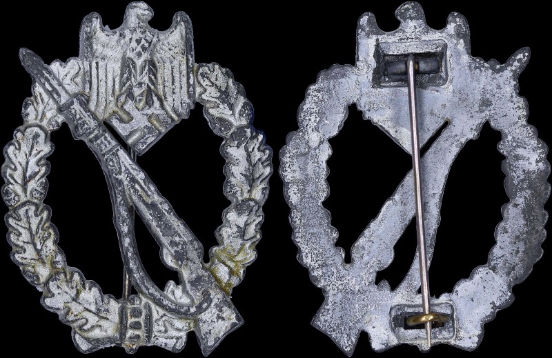 GERMANY: Reproduction of WW2 Infantry Assault badge (silver edition) (1939). Awa...