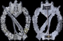 GERMANY: Reproduction of WW2 Infantry Assault badge (silver edition) (1939). Awarded to members of non-motorized Infantry Units and Units of the Gebir...