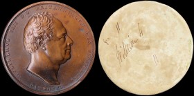 GREAT BRITAIN: Obverse of a bronze patron medal featuring William IV (1830). Manufactured by W Wyon. Diameter: 54mm. Weight: 15,4gr. Extremely Fine.
