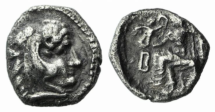 Kings of Macedon, Alexander III ‘the Great' (336-323 BC). AR Obol (7mm, 0.63g, 3...