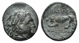 Kings of Macedon, Kassande (Regent, 317-305 BC, or King, 305-297 BC). Æ 1/2 Unit (15mm, 2.09g, 12h). Uncertain Macedonian mint. Head of Herakles r., w...