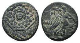 Pontos, Amisos, c. 85-65 BC. Æ (21mm, 7.36g, 12h). Aegis. R/ Nike advancing r., holding palm. SNG Copenhagen 167-172. Green patina, VF