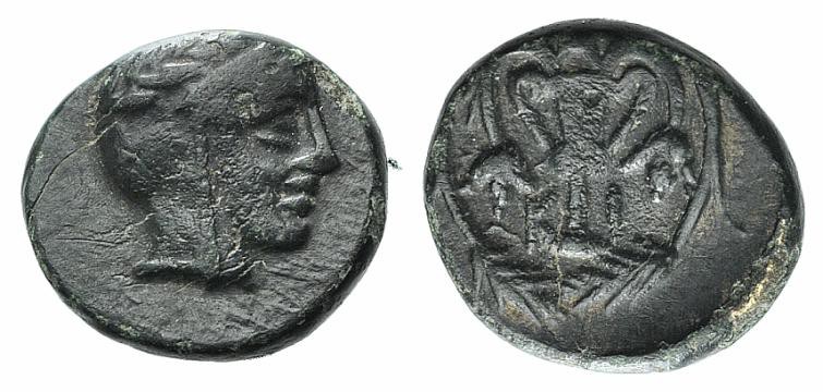 Bithynia, Kios, c. 3rd century BC. Æ (10mm, 1.34g, 12h). Head of Mithras r., wea...