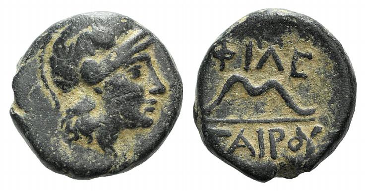 Kings of Pergamon, Philetairos (282-263 BC). Æ (12mm, 2.34g, 10h). Helmeted head...