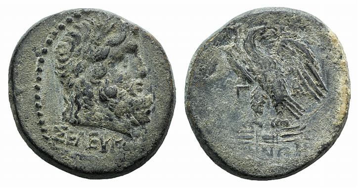 Mysia, Pergamon, c. 200-133 BC. Æ (23mm, 8.73g, 12h). Seleukos, magistrate. Laur...