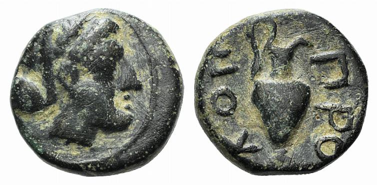 Islands of Mysia, Prokonnesos, c. 340-330 BC. Æ (9mm, 1.20g, 6h). Laureate head ...
