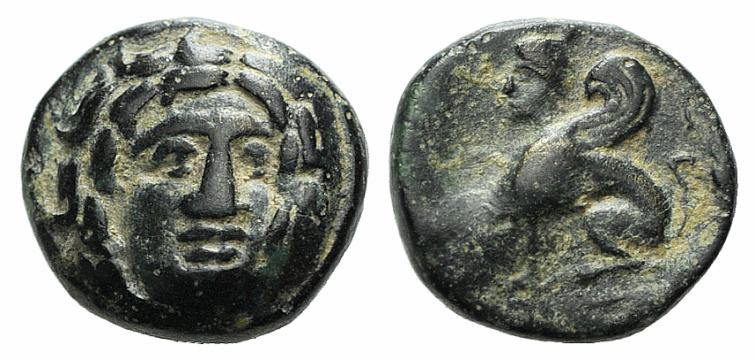 Troas, Gergis, c. 350-300 BC. Æ (9mm, 1.06g, 11h). Head of Sibyl Herophile facin...