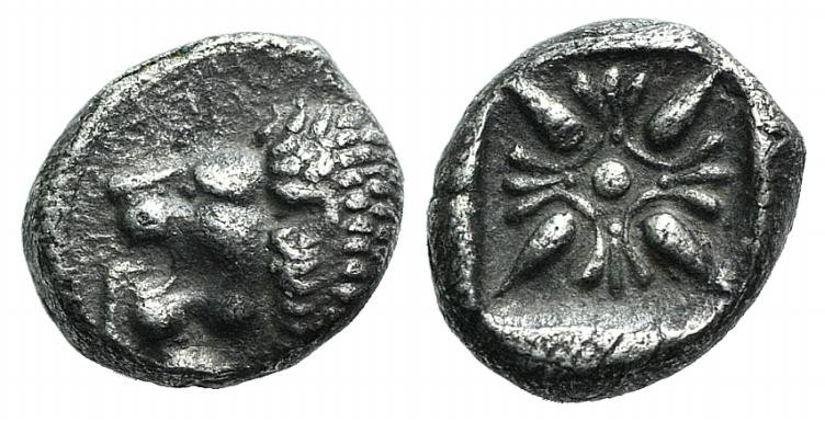 Ionia, Miletos, late 6th-early 5th century BC. AR Diobol (7mm, 0.82g). Forepart ...