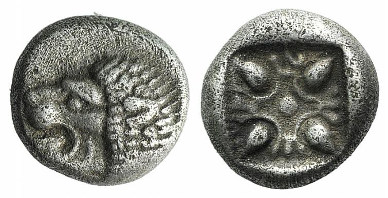Ionia, Miletos, late 6th-early 5th century BC. AR Diobol (7.5mm, 1.15g). Forepar...