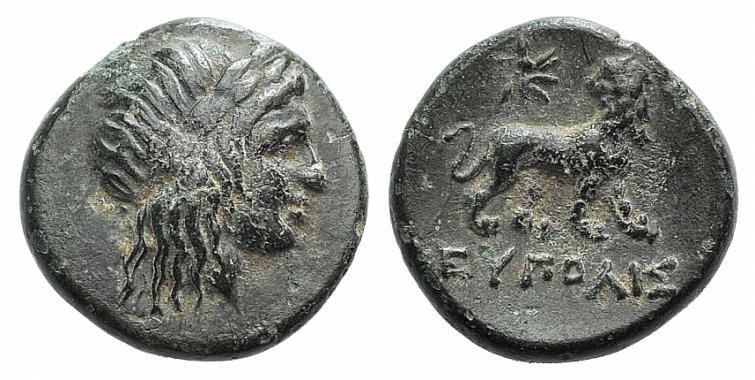 Ionia, Miletos, c. 350-325 BC. Æ (12mm, 1.95g, 12h). Eupolis, magistrate. Laurea...