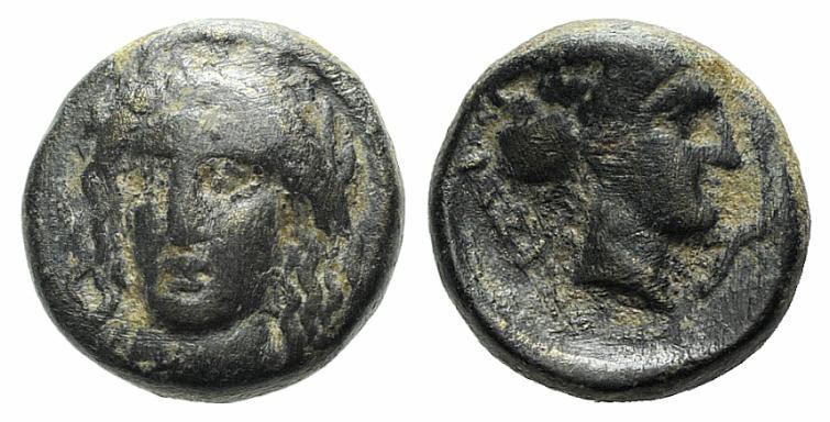 Caria, Iasos, c. 4th-3rd century BC. Æ (8mm, 1.13g, 12h). Laureate head of Apoll...