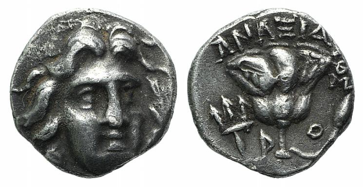 Islands of Caria, Rhodos. Rhodes, c. 229-205 BC. AR Hemidrachm (9mm, 1.18g). Ana...