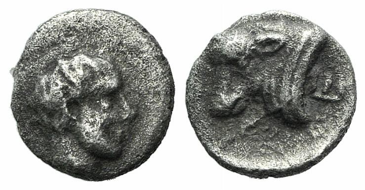 Satraps of Caria, Hekatomnos (c. 392/1-377/6 BC). AR Hemiobol (6mm, 0.32g, 3h). ...