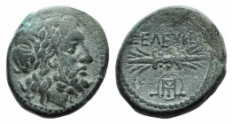 Seleukeia Pieria, Municipal issue under Seleukos I, 312-280 BC. Æ (19mm, 5.72g, 9h). Laureate head of Zeus r. R/ Winged thunderbolt; monogram below. S...