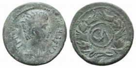 Augustus (27 BC-AD 14). Asia Minor, Uncertain. Æ (29mm, 14.23g, 12h), c. 25 BC. Bare head r. R/ Large C•A within dotted circle within wreath of altern...