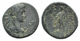 Augustus (27 BC-AD 14). Phrygia, Laodicea ad Lycum. Æ (18mm, 5.54g, 12h). Polemon Philopatris, magistrate, c. 5 BC. Bare head r. R/ Zeus standing l., ...