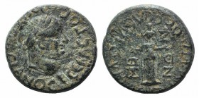 Vespasian (69-79). Caria, Kidramos. Vespasian (69-79). Æ (20mm, 5.78g, 12h). Laureate head r. R/ Cult statue of Artemis. RPC II 1259. Green patina, ne...
