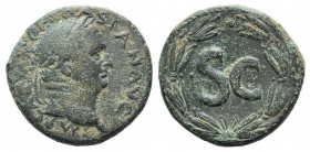 Vespasian (69-79). Seleucis and Pieria, Antioch. Æ (27mm, 15.23g, 12h). Laureate head r. R/ Large S • C within laurel wreath. McAlee 364;RPC II 2010. ...