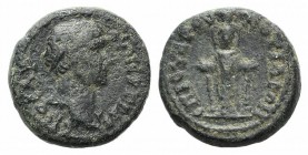 Trajan (98-117). Phrygia Cotiaeum. Æ (15mm, 3.65g, 6h). Varus, magistrate. Laureate head r. R/ Cult-statue of Artemis Ephesia. RPC III 2631; BMC 41-2....