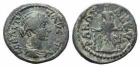 Faustina Junior (Augusta, 147-175). Phrygia, Ancyra. Æ (20mm, 4.61, 6h). Draped bust r. R/ Cult statue of Ephesian Artemis flanked by two stags. SNG v...