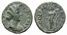 Julia Domna (Augusta, 193-217). Pisidia, Parlais(?). Æ (20mm, 5.59g, 6h). Draped bust r. R/ Tyche standing l., holding rudder and cornucopia. Cf. SNG ...