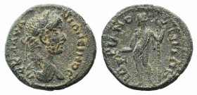 Caracalla (198-217). Phrygia, Hadrianopolis-Sebaste. Æ (20mm, 4.35g, 6h). Laureate head r. R/ Dionysus standing l., holding grape kantharos and thyrsu...