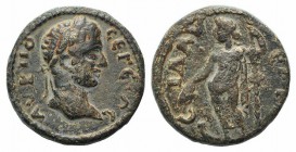 Geta (209-211). Lydia, Silandus. Æ (24mm, 12.93g, 12h). AVK ΠO CE ΓETAC, Laureate head r. R/ CIΛAN[ΔEΩN], Dionysus standing l., holding cantharus and ...