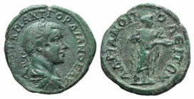 Gordian III (238-244). Thrace, Hadrianopolis. Æ (26mm, 10.10g, 1h). Laureate, draped and cuirassed bust r. R/ Hygieia standing r., feeding serpent hel...