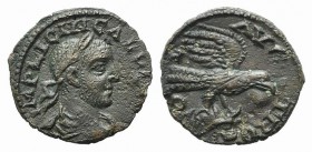 Gallienus (253-268). Troas, Alexandria Troas. Æ (20mm, 4.39g, 12h). Laureate, draped and cuirassed bust r. R/ Eagle with spread wings standing r. on f...